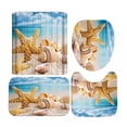 thumbnail image 1 of 3D Digital Printing Shower Curtain 4 Pieces  71x71in Summer Beach Print Starfish Shell Bathroom Set For Home / Hotel / Party Decoration, 1 of 11