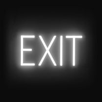 SpellBrite EXIT LED Sign for Business. 14.1" x 6.3" White EXIT Sign Has Neon Sign Look With Energy Efficient LED Light Source. Visible from 500  Feet, 8 Animation Settings.