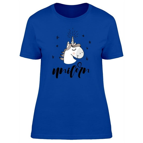 Cute Happy Unicorn Doodle T-Shirt Women -Image by Shutterstock, Female XX-Large