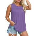 thumbnail image 7 of Plus Size Shirts Womens Summer Crewneck Tank Tops Trendy Flowy Going Out Tees Purpe 5XL, 7 of 7