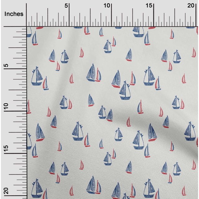 oneOone Polyester Lycra White Fabric Yacht Nautical Craft Projects Decor Fabric Printed By The Yard 56 Inch Wide