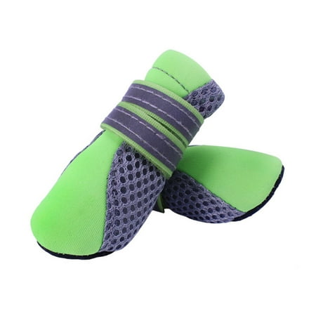 OUNONA Summer Breathable Mesh Small Dog Shoes Nonslip Sole Dog Boots Size XL (Green)