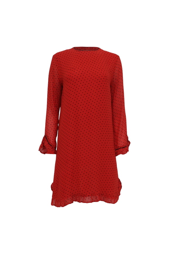Pre-Owned Ganni Mullin Polka Dot Print Georgette Dress In Red Viscose