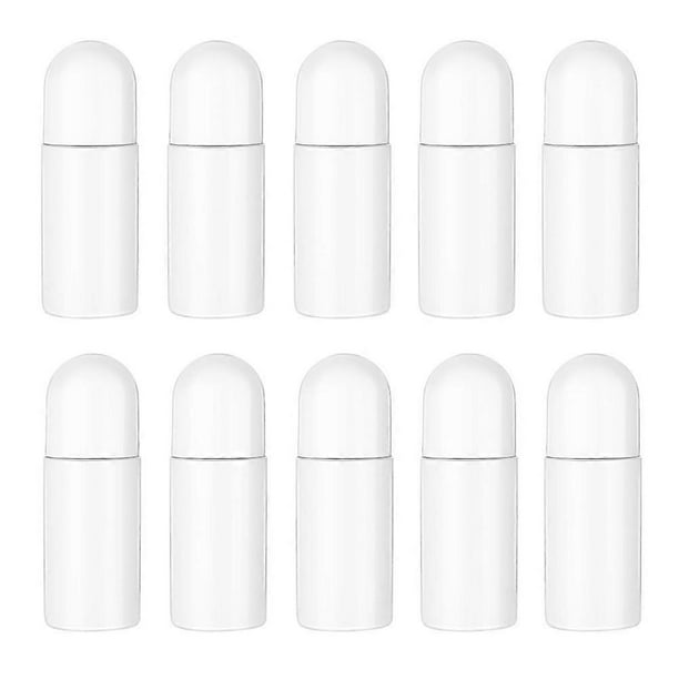 Pack of 10 50ml Empty Refillable Plastic Roll-on Bottles for Deodorants, Essential Oils, Perfumes and Cosmetics