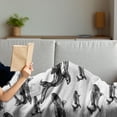 thumbnail image 3 of Whale Soft Flannel Fleece Throw Blanket, Hand Drawn Striped Blur Swimming Schoal of Huge Whales Work of Art, Cozy Plush for Indoor and Outdoor Use, 50" x 60", Black and White, by Ambesonne, 3 of 5