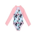 thumbnail image 3 of Sinleey Kids Girls Floral Palm Rash Guard Shirt Sun Protective Swimsuit Swimwear Bodysuit A Pink 14, 3 of 7
