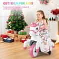 thumbnail image 2 of Gymax 12V Kids Ride on Unicorn Toy w/ Training Wheels Music One-button Start Horse Toy Pink, 2 of 9