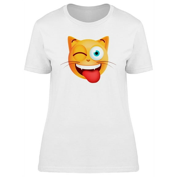 Winking Tongue Out Cat Reaction T-Shirt Women -Image by Shutterstock, Female x-Large