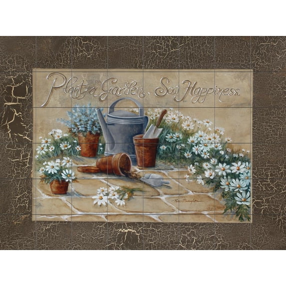 Tile Mural Kitchen Backsplash - Sow Happiness III-RB - by Rita Broughton