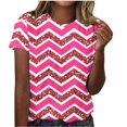 thumbnail image 2 of Fiudx Ofertas Flash Del Día Camiseta de Manga Corta con Cuello Redondo y Estampado a Rayas Informal a La Moda para Mujer, 2 of 4
