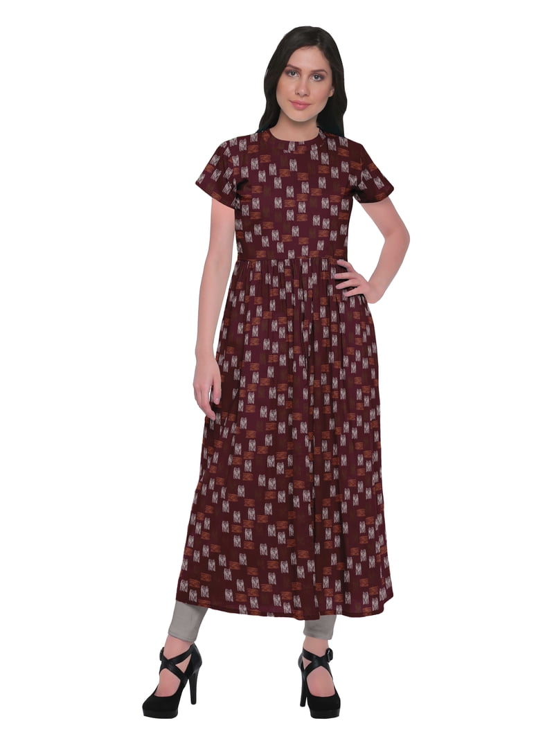 Moomaya Printed Indian Top Long Kurti Dress Cotton Tunic Dresses For Women  - Walmart.com