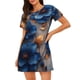 thumbnail image 1 of Disketp Elegant Blue Gold Blooms para Camisón Corto de Manga Corta para Mujeres, Camisón Cómodo con Escote Redondo, Bonito y Confortable, 1 of 6