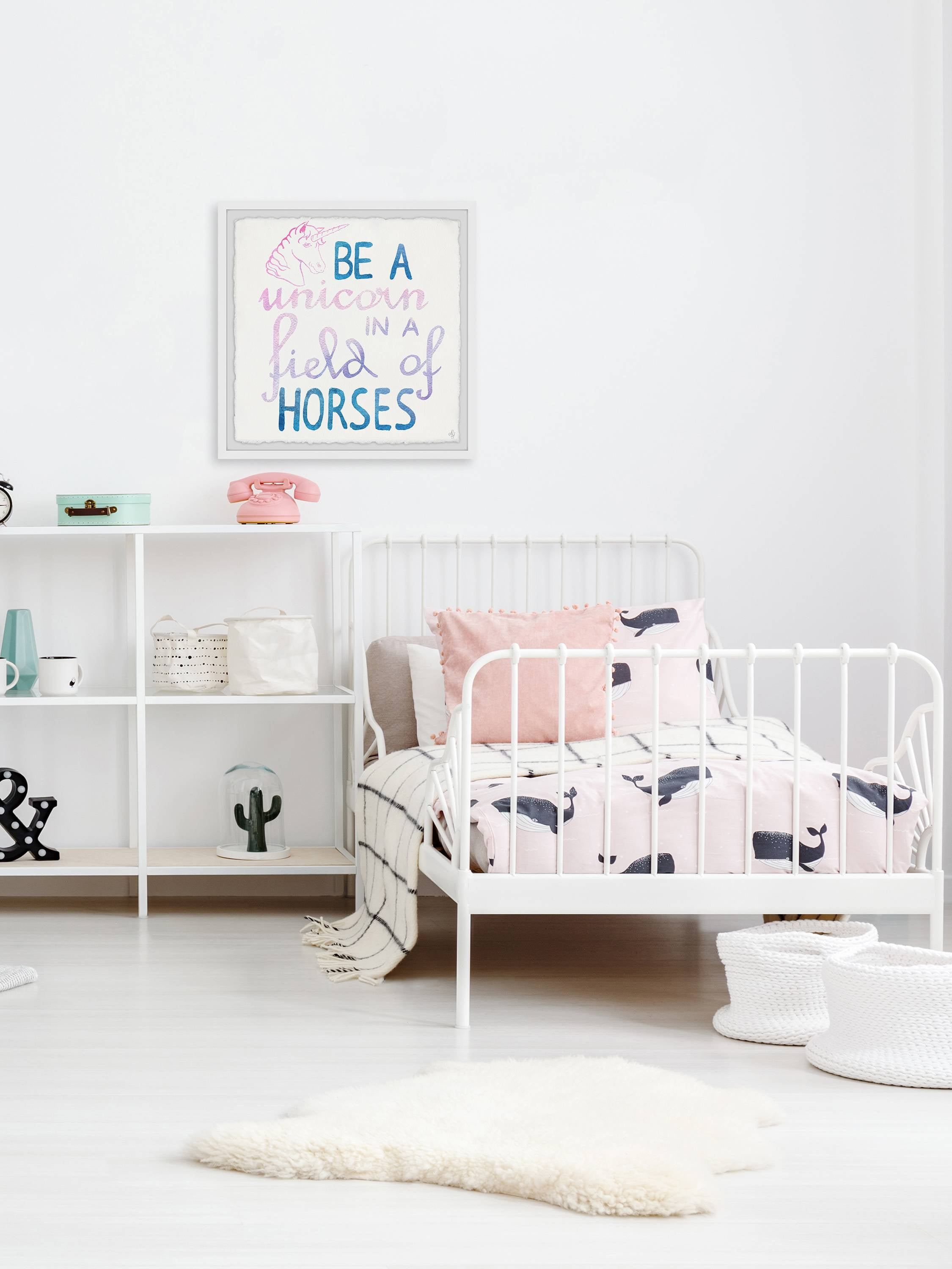 Marmont Hill Unicorn in a Field of Horses Framed Wall Art