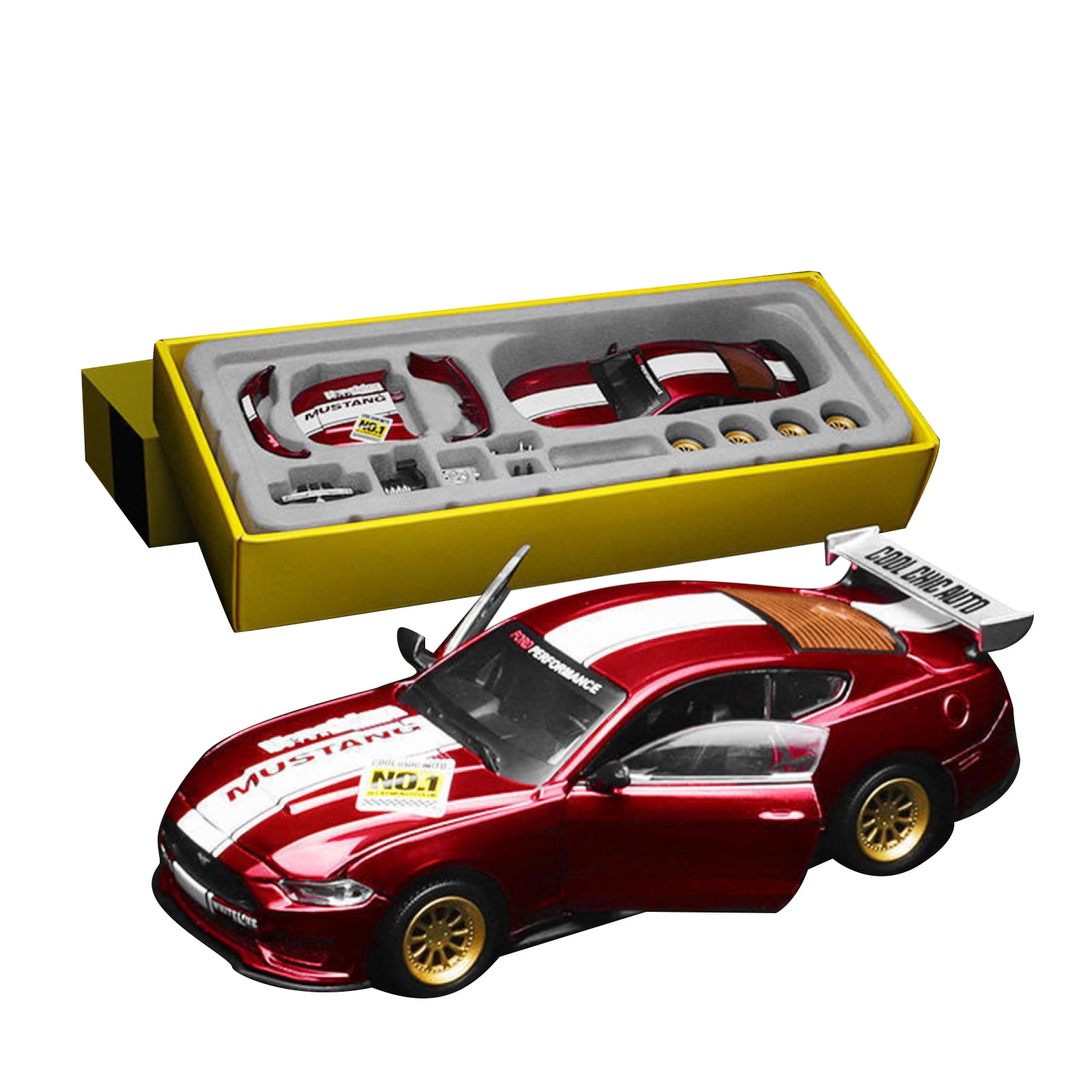 1/42 Car Diecast Toy Car Assembly Kids Gift for Ford for Mustang GT 2018 Sports Car 1/42
