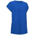 thumbnail image 6 of MIXUE Boho Tops For Women Summer Solid Color Round Neck Short Sleeve Casual Tshirts Activewear,Blue,L, 6 of 8