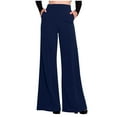 thumbnail image 3 of REORIAFEE Office Pants for Women with Pockets Wide Leg Palazzo Pants Solid Print High Waisted Casual Pants Lightweight Baggy Stretchy Trousers 2024 Trending Fashion Clothing, 3 of 7