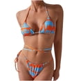 thumbnail image 1 of WREESH Maillot de Bain Deux Pièces pour Femmes, Taille Apparente, Bikini à Rayures, 1 of 6