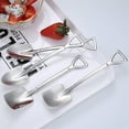 thumbnail image 3 of 2PCS Stainless Steel Shovel Shape Coffee Ice Cream Dessert Spoons Stainless Steel Shovel Coffee Dessert Fruit Watermelon Ice Cream Flat Spoon for Home and Party, 3 of 8