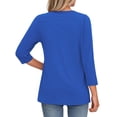 thumbnail image 4 of MOSHU V Neck Womens Tops 3/4 Length Sleeve Tops for Women Babydoll Tunic Dressy Casual Womens Blouses, 4 of 12