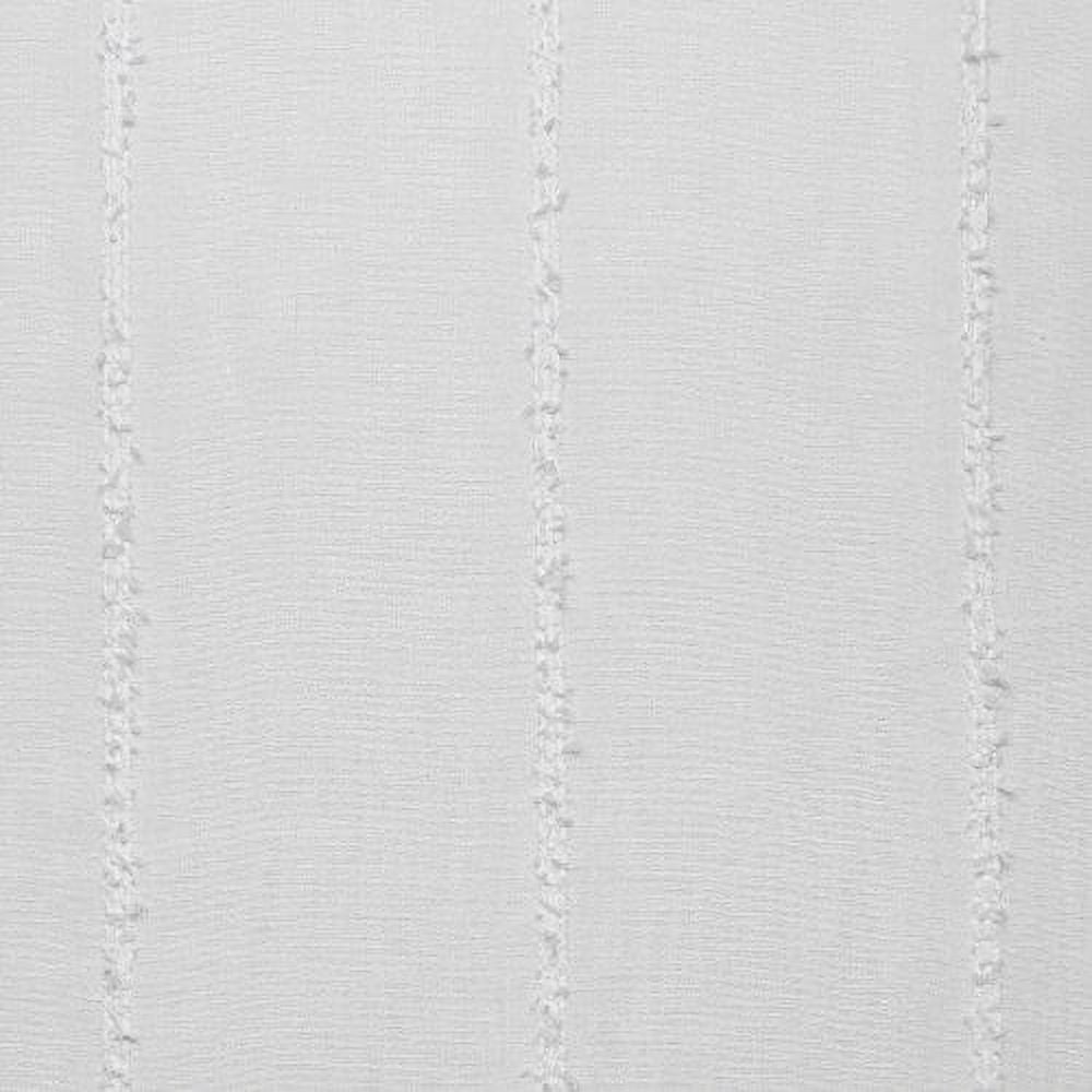 Exclusive Home Curtains Santos Embellished Stripe Sheer Linen Rod Pocket Curtain Panel Pair, 54x96, Winter White