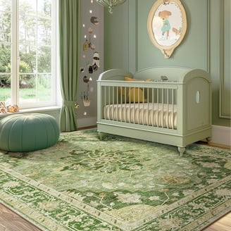 ATHOPE 5' x 7' Area Rug, Off-White, Polyester, Vintage Floral