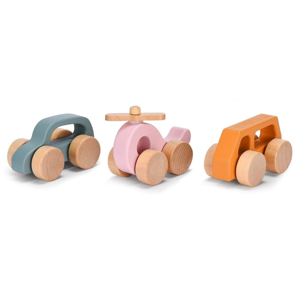 Coche de Madera para Niños Pequeños - Vehículo de Empuje de Madera - Inspirado en Montessori