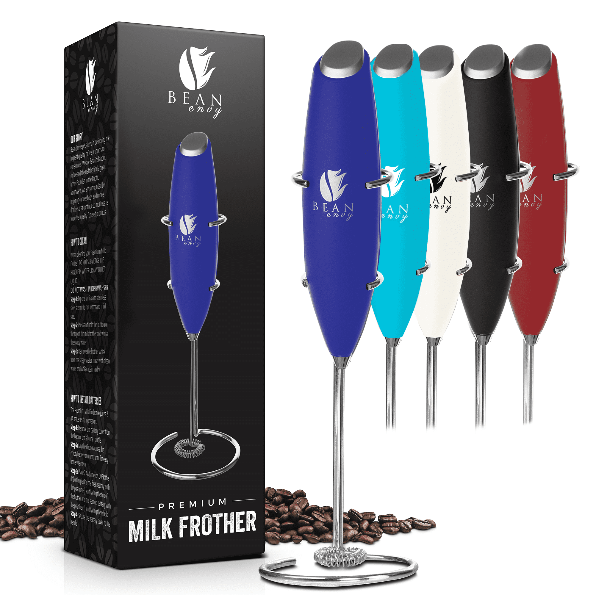 Bean Envy Milk Frother for Coffee - Handheld, Foamer & Frother