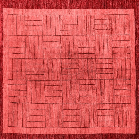 Ahgly Company Indoor Square Abstract Red Modern Area Rugs, 8' Square