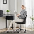 thumbnail image 3 of Atilioo Office Vanity Chair, Armless Computer Desk Chair, 360° Rolling Swivel Adjustable Seat Height, Comfy Fabric Upholstered, Easy to Assemble, Ideal for Bedroom Study Makeup Room, Black, 3 of 7
