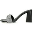 thumbnail image 2 of Journee Womens Sashaa Woven Rhinestone Detail Block Heel Sandals, 2 of 9