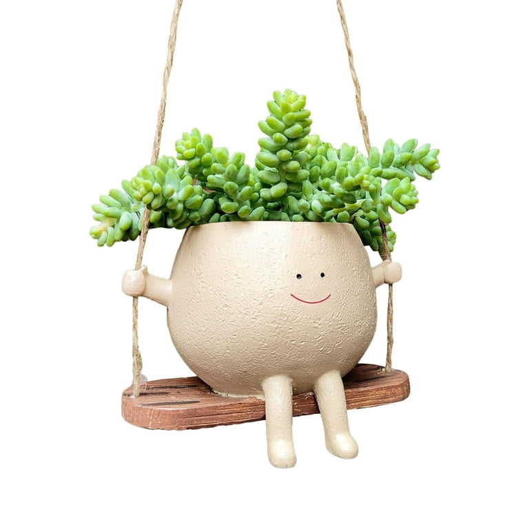 Swing Faces Planter Pot Hanging Head Planter Resin Plant Pot for Indoor  Outdoor Plant Succulent Pots Unique Faces Design 