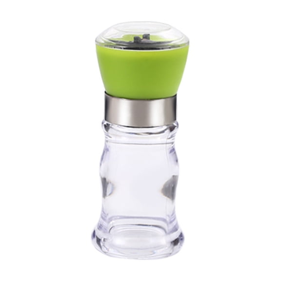 Manual Pepper Grinder with Glass Bottom, Adjustable Coarseness Refillable Spice Mill, Compact Cooking Tool for Kitchen and Dining, Green, 12 x 5cm, Plastic, Includes 1 Grinder