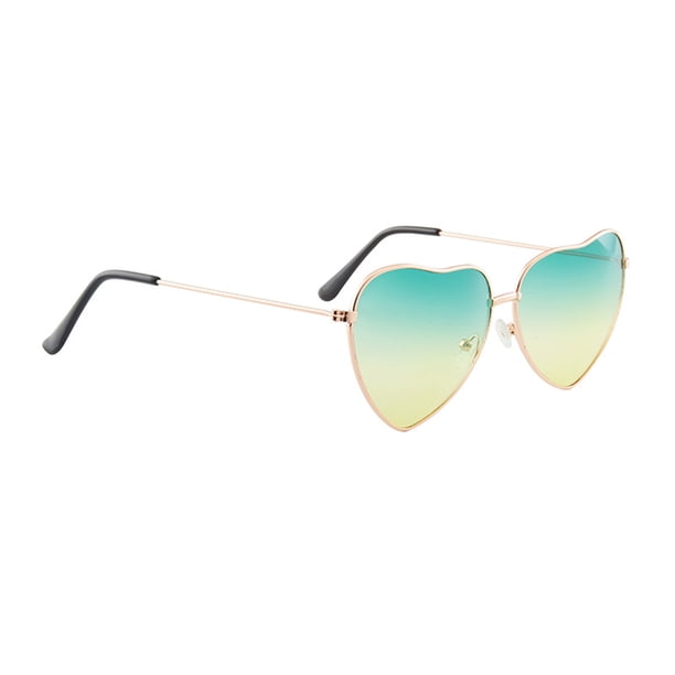Sonducket Gafas de sol portátiles únicas con forma de corazón, resistentes al desgaste, protección ocular segura, accesorios para festivales, regalo Lentes Verde amarillo Sonducket AP009055-04