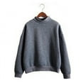 thumbnail image 5 of Mock Neck Sweatshirt Oversize Long Sleeve No Hood Turtleneck Womens Sweatshirts Plain Pullover Top Winter Clothes Dark Gray XL, 5 of 6