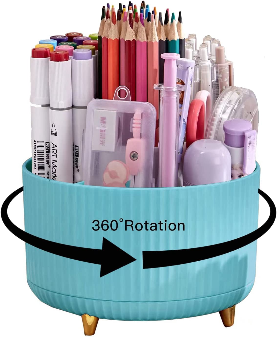 PATIKIL Clear Acrylic Pen Holder - Round Desktop Organizer For Pens, Makeup Brushes, Stationery
