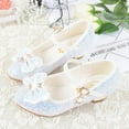 thumbnail image 2 of Mepaouo Girls Dress Mary Jane Pumps Bow Low Heels Party Wedding Princess Shoes for Little Kids(White,26), 2 of 9