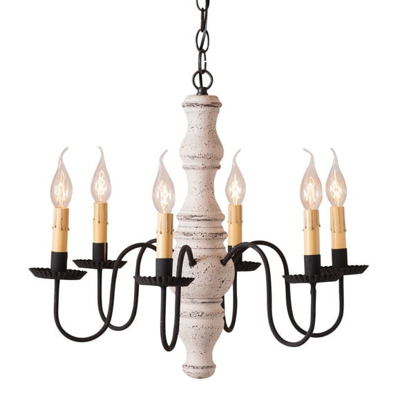 Irvins Country Tinware Gettysburg Chandelier in Vintage White