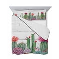 thumbnail image 7 of Quilts Twin Size Bedding Set, Cactus Tropical Watercolor Lightweight Quilted Comforter, Grey Wooden Summer Soft Reversible Bedspread Coverlet with Pillow Covers for All Season, 68" x 86", 7 of 7