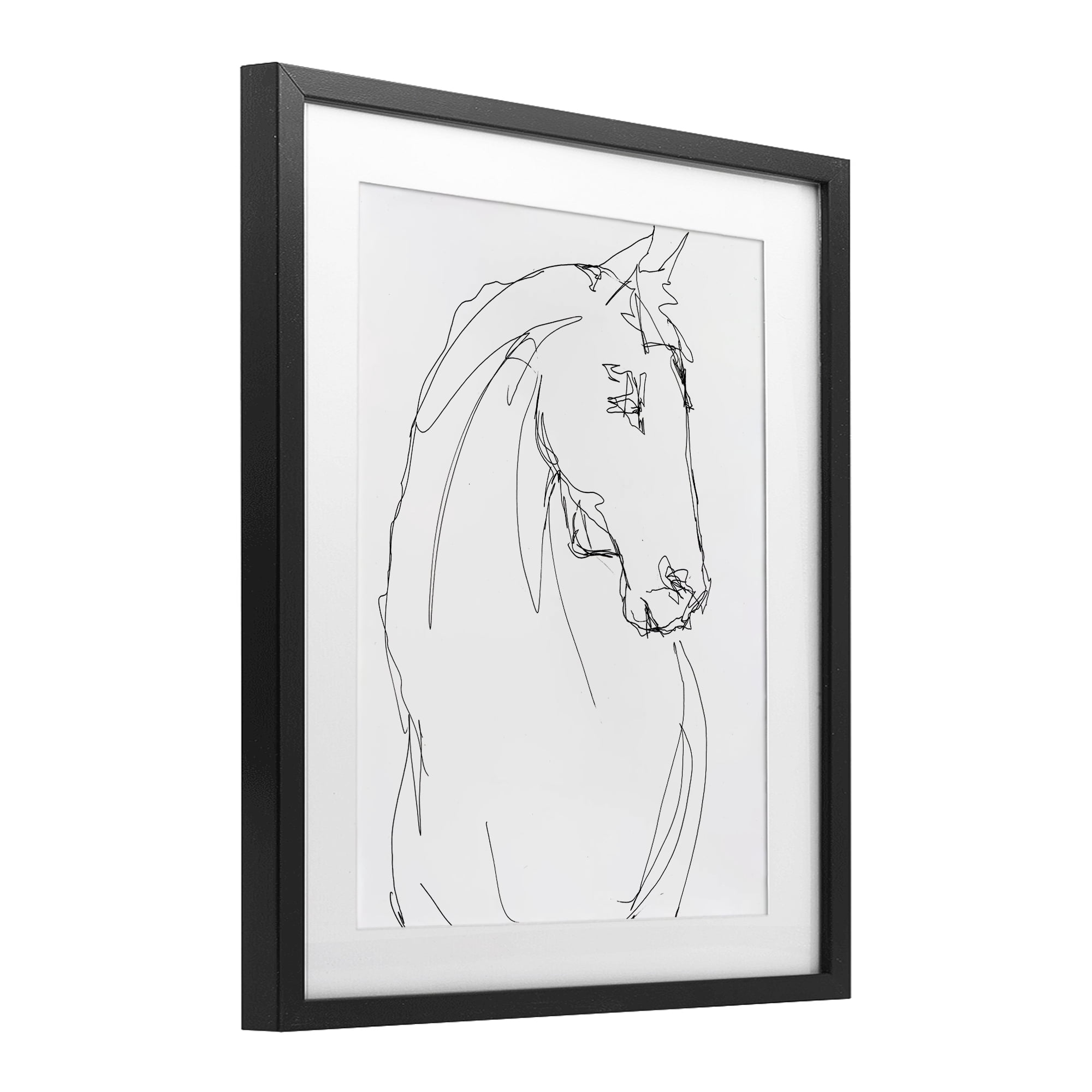 Stupell Industries Sketched Horse Contour Black Framed Print Under Glass, design by Lorenzo Collective