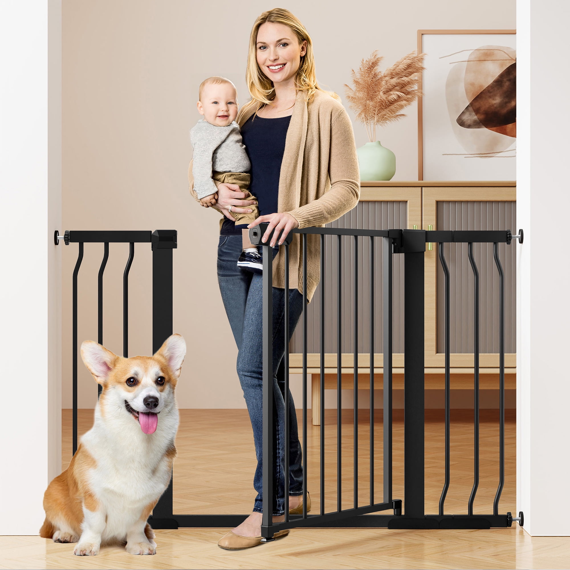 Vomeast Extra Tall Baby Safety Gate, 29.93-48.8 in, Black photo 1