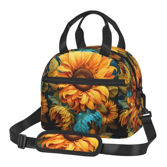 Easygdp Deep Yellow Colorful Sunflower Caja de Almuerzo para Mujeres y Hombres, Bolsa de Almuerzo Insulada, Bolsas Reutilizables Impermeables para Viajes, Trabajo y Picnics