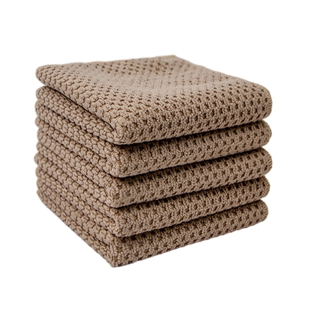 Hioecau 5Pcs Microfiber Dishcloths Absorbent Textured Reusable Rag Kitchen Cleaning Cloth for Washing Dishes Wiping Glassware