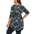 thumbnail image 3 of PINKSIR Plus Size Henley Shirts for Women V Neck Button Long Sleeve Flowy Tunic Tops Curved Hem Fall Black Periwinkle 3X, 3 of 9