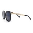 thumbnail image 3 of Womens Oversized Horn Rim Chain Arm Rectangle Designer Fashion Luxury Sunglasses All Black, 3 of 4