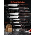 thumbnail image 2 of 15 Piece High Carbon Stainless Steel Kitchen Knife Set with Wooden Block Sharpener Rod Rust Resistant Ergonomic Home Cutlery, 2 of 6