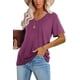 thumbnail image 2 of Camiseta Lunivop para mujer, cuello en V, manga corta, color coral S, 2 of 3