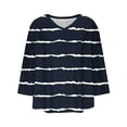 thumbnail image 4 of Plus Size 3/4 Length Sleeve Shirts for Women Dressy Casual V-Neck Stripe Printed Tunic Tops Business Work Blouses Tees, 4 of 5