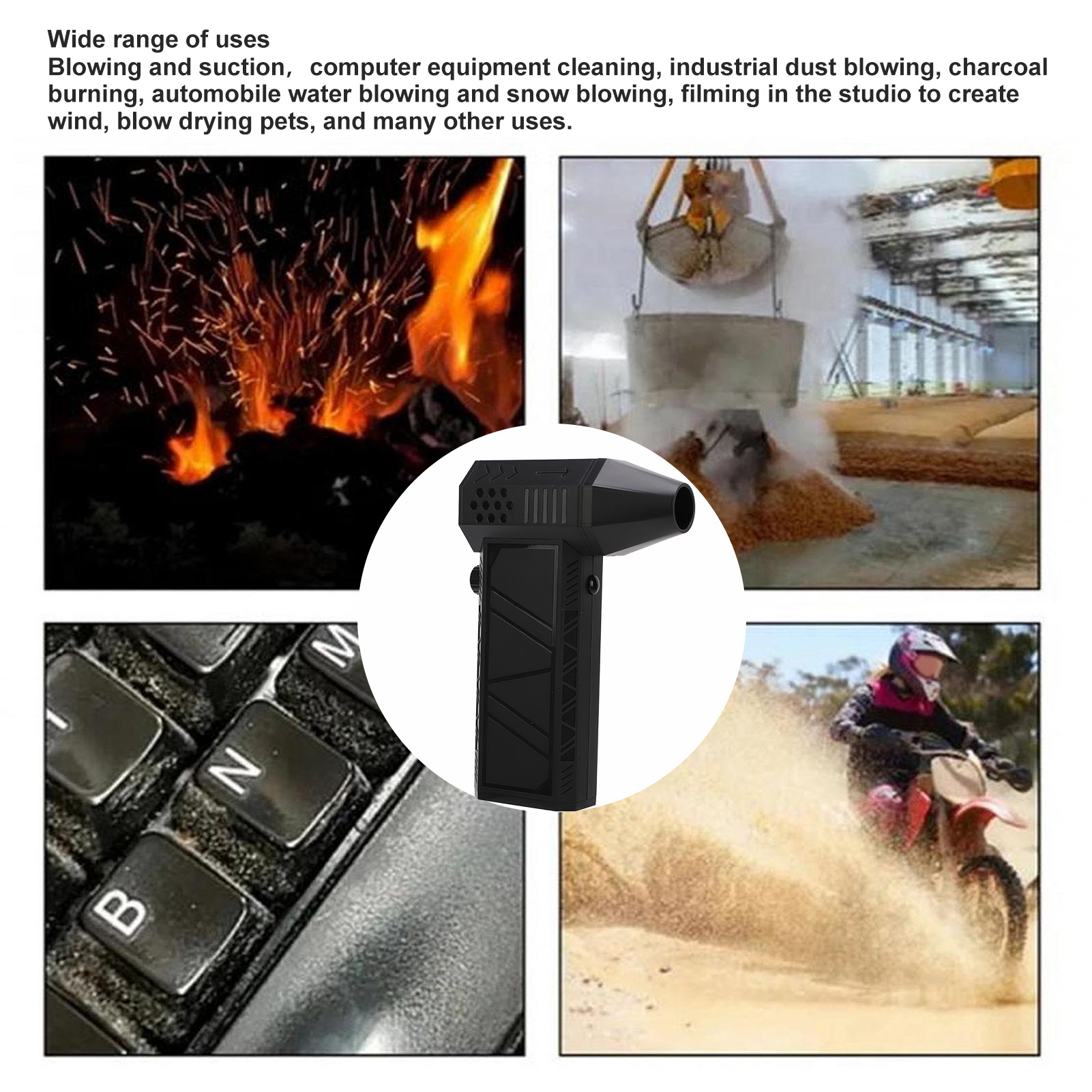 LAZIOEGR Portable Jet Fan Compressed Air Duster 130000RPM Brushless Motor Electric Jet Dryer Blower for Car Computer Keyboard, Type-C 20W Fast Charging, 8.27 in / 21 cm, Black