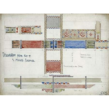 - Florence San Miniato Studies of Decorative Ceiling Panels Poster Print by Charles Rennie Mackintosh