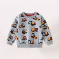 thumbnail image 5 of Toddler Boys Long Sleeve Crewneck Sweatshirt With Cute Cartoon Construction Truck Print Fall Winter Casual, 5 of 9